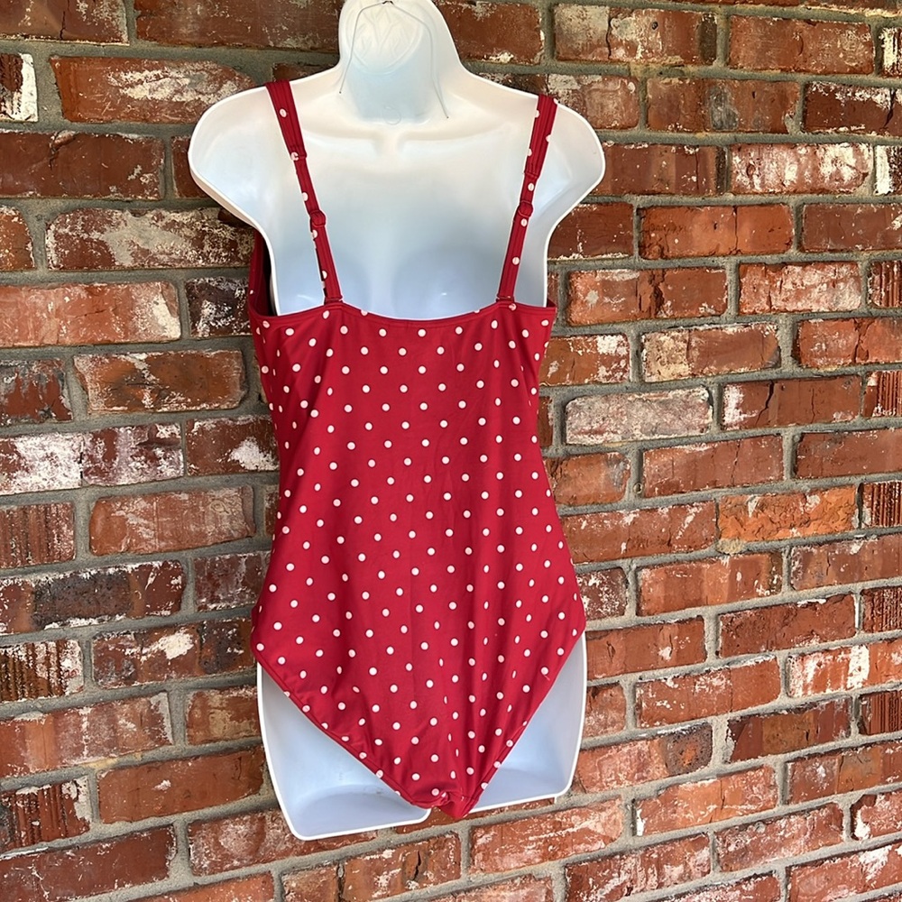 Niptuck Red Polka Dot one piece Swimsuit size 10 - Picture 4 of 10